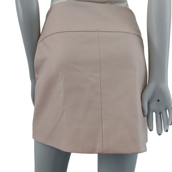 PROENZA SHOULER Faux Leather Mini Skirt 6 Beige Blush Designer Chic Like New - Picture 6 of 11